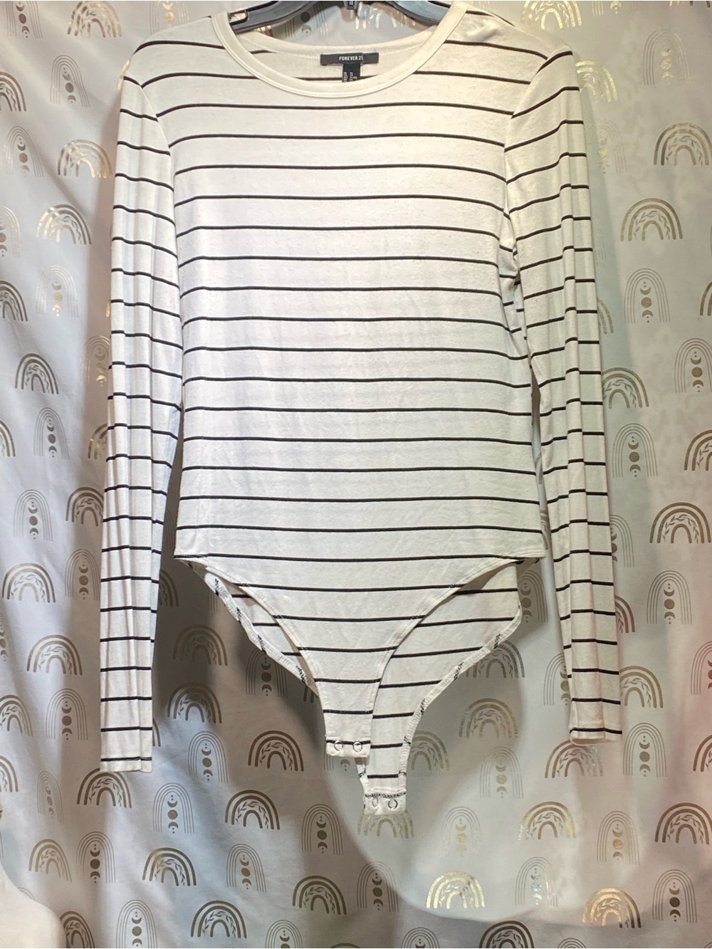 Forever 21 White Bodysuit with Black Stripes - Long Sleeve Kids One-Piece